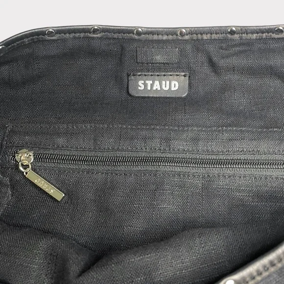 STAUD - Joe Studded Slouchy Shoulder Bag - Black/Silver - Picture 5 of 6